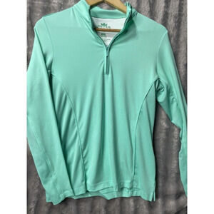 Peter Millar Teal 1/4 Zip Pull Over‎ E4 Wicking Long Sleeve Women's Shirt Size S